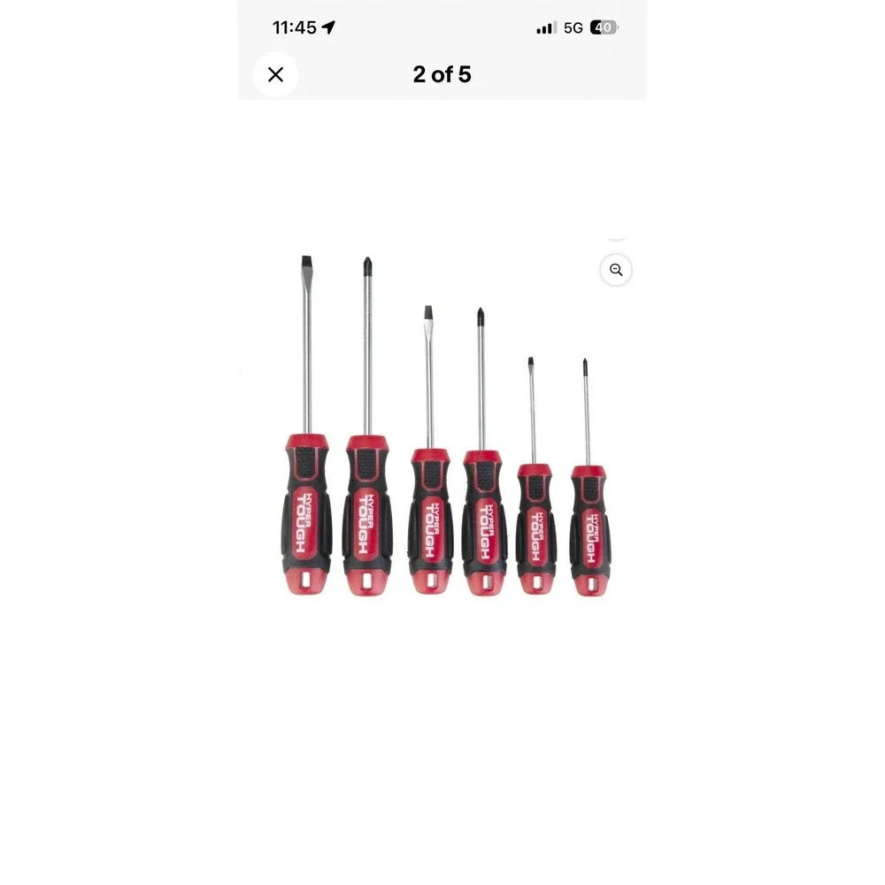 Hyper Tough 6-Piece Magnetic Screwdriver Set‎ Slotted & Phillips NEW